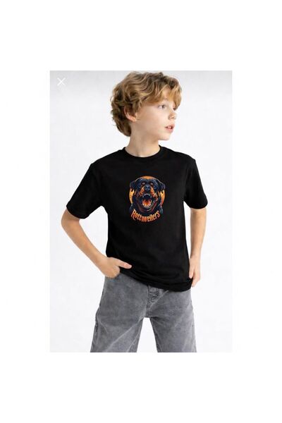 playwear Παιδικό unisex μπλουζάκι με στάμπα Rottweilers, 100% βαμβάκι, με καν...