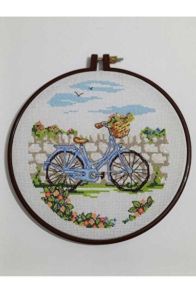 EFELA DÜNYASI KANAVİÇE İŞLEMELİ BİSİKLET MODEL TABLO 25 CM