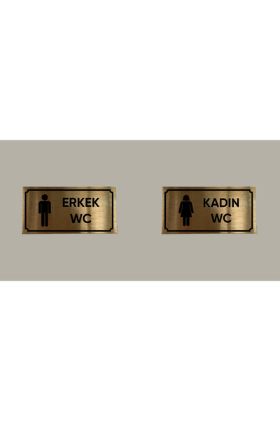 CRF Gold Aluminyum Kapı İsimliği Erkek Kadın WC Yazılı İkili Arkası Yapışkanl...