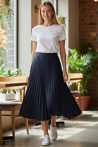 GÖMLEK GALERİSİ Women's Flat Elastic Waist 100% Cotton Standard Size Pleated ...