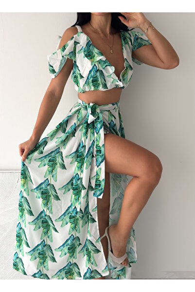 YUSUF CAN KARATAŞ KARATAŞ GİYİM طقم نسائي مكون من قطعتين من قماش كوب كريب كبي...