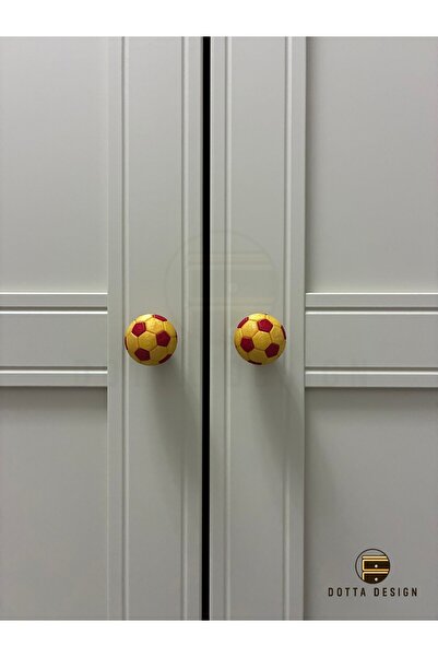 Dotta Design Çocuk Odası Kulpları - Sarı Kırmızı Futbol Topu Kulp (Tekli)