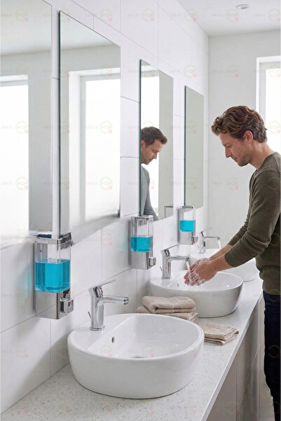 MAİN SHOP 3 قطع من موزع الصابون اللاصق المتوافق مع المستشفيات والفنادق والمطا...