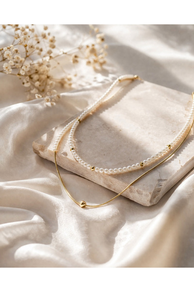 A2Z Women's Necklace Made of Gold-Plated Stainless Steel and Synthetic Pearls...