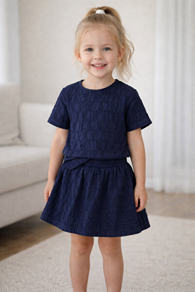 SANTRALBEBE Girl's Wrinkled Fabric Shorts and Skirt Set