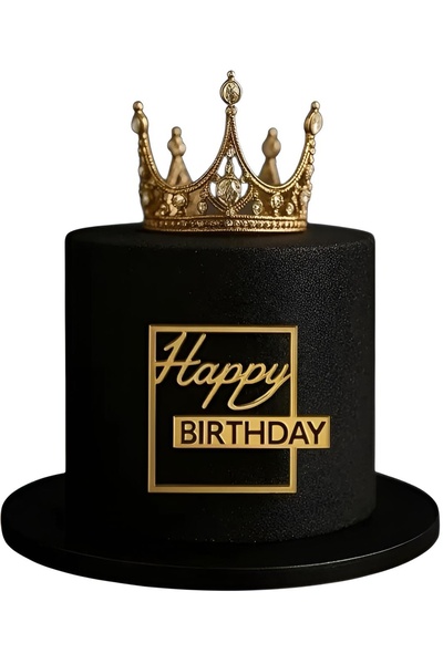 telaşe memuru Happy Birthday Kare Gold Pasta Yazısı - Pleksi Pasta Süsü - Pas...