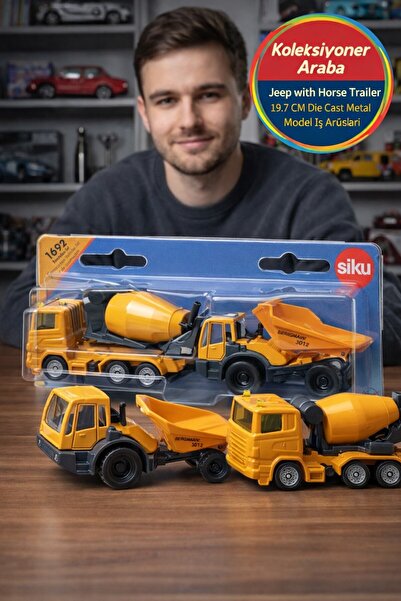 TOYFEST Siku İnşaat Araçları Seti Damperli Kamyon Beton Mikseri Metal Oyuncak...