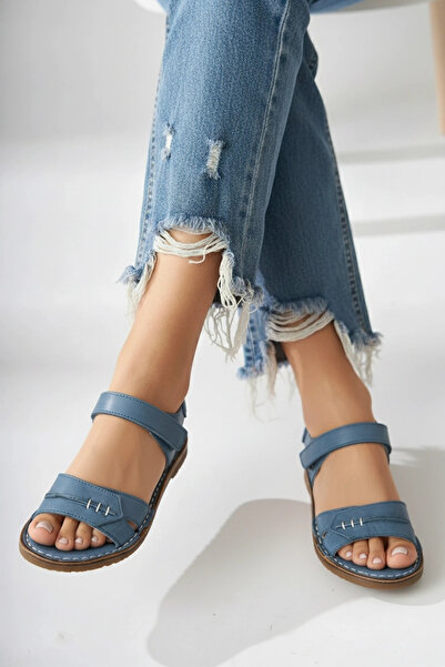 Lively Stylish Agna Women's Genuine Leather Comfortable Cork Sole Adjustable ...