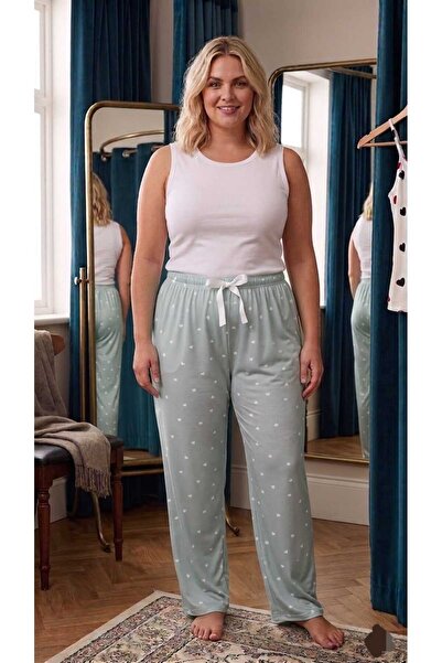 Temporium Women's Plus Size Patterned Milan Fabric Pajama Bottoms