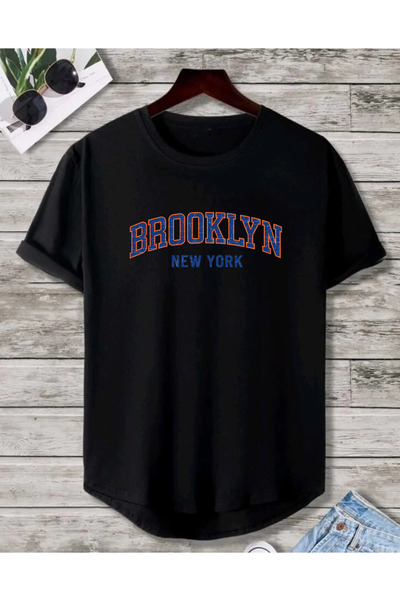 SUNFREE Μπλουζάκι με στάμπα BROOKLYN, κανονική εφαρμογή, unisex, με οβάλ στρί...