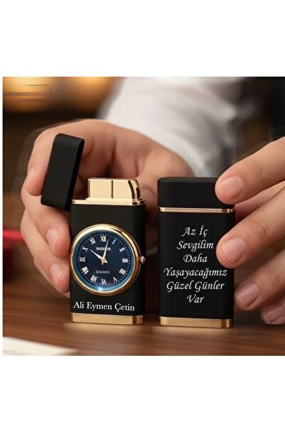 keyfim shop Kişiye Özel Saat Tasarımlı Çakmak – İsim Yazılı Lüks Hediye Çakma...