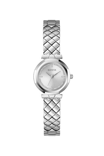 Guess ساعة نسائية فضية اللون ذات تناظرية
