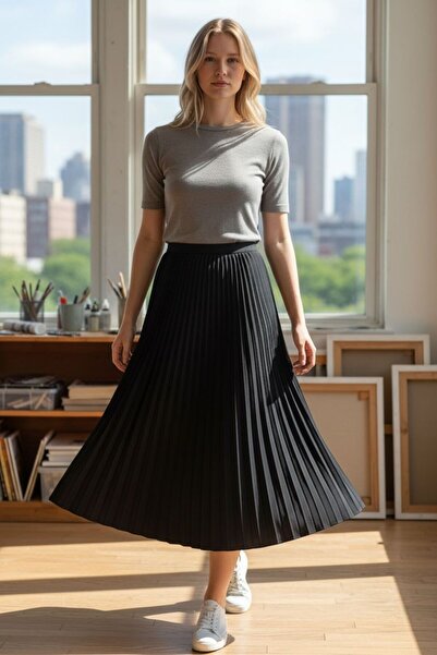 GÖMLEK GALERİSİ Women's Flat Elastic Waist 100% Cotton Standard Size Pleated ...