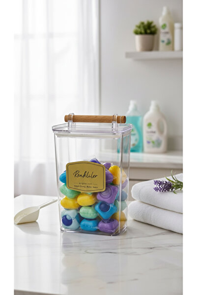 zezedesing Οργανωτής βάζων χρωμάτων με ξύλινη λαβή και καπάκι 2000 ML