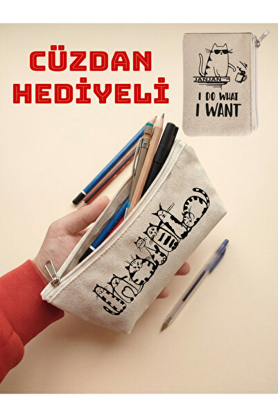 JANJAN حامل أقلام من القماش، منظم متعدد الأغراض، حافظة أقلام، حقيبة مكياج، حق...