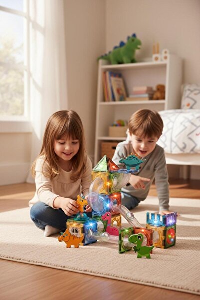 BuradaBuldun Light Magnetic Tiles 64 Parça Işıklı Manyetik Bloklar