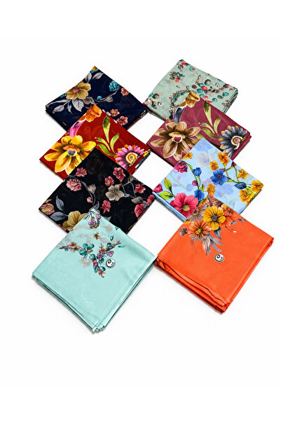 (3 LÜ KARIŞIK SET) 100%100 PAMUKLU yumuşak dokulu ÇİÇEKLİ eşarp (100x100)