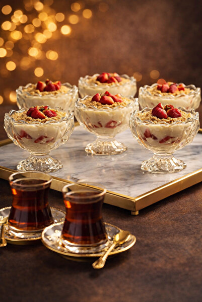 grandora Set of 6 Glass Ice Cream Bowls 250 ml |   Stylish Footed Dessert & T...