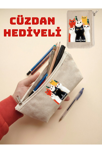 JANJAN Canvas Pen Holder, Multi-Purpose Organizer, Pencil Case, Makeup Bag, C...