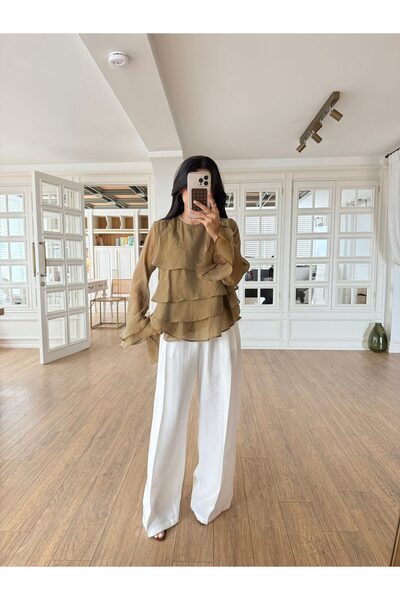 manana fashion ruFFle Detailed ChiFFon Blouse