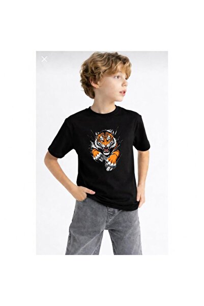 playwear Παιδικό unisex μπλουζάκι Hırçın Kaplan με στάμπα, 100% βαμβάκι, με κ...