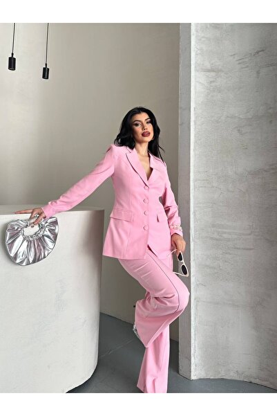 Celiora Women's Double-Breasted Collar Button Detailed Blazer Jacket High-Wai...