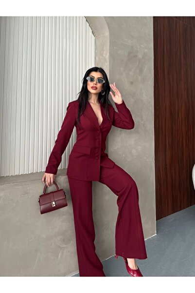 Celiora Women's Double-Breasted Collar Button Detailed Blazer Jacket High-Wai...