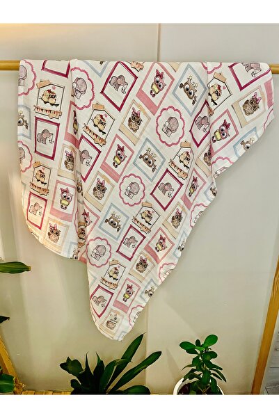 Parlova Owl Çok amaçlı müslin örtü, %100 pamuk, 75x90 cm