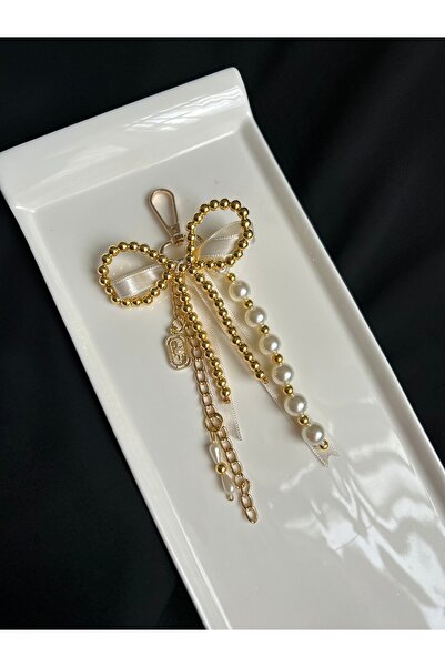 Handmade Fiyonk detaylı gümüş çanta charmı çanta süsü ve aksesuarı anahtarlık