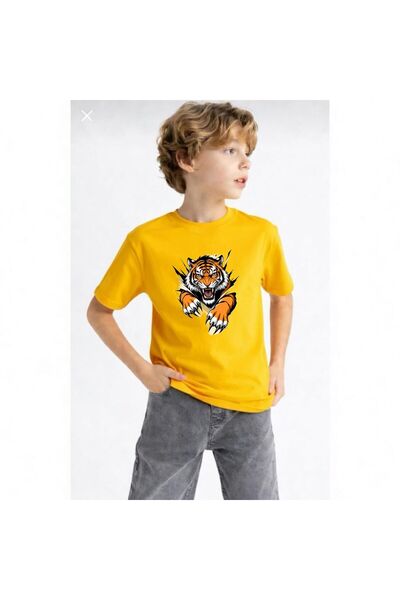 playwear Παιδικό unisex μπλουζάκι Hırçın Kaplan με στάμπα, 100% βαμβάκι, με κ...