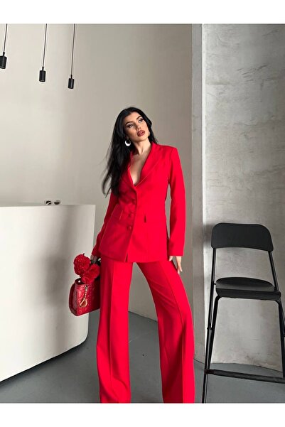 Celiora Women's Double-Breasted Collar Button Detailed Blazer Jacket High-Wai...