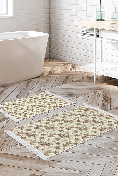 Empressco Non-Slip Base Djt Toilet Set Luna Cotton Fringed Vintage Beige