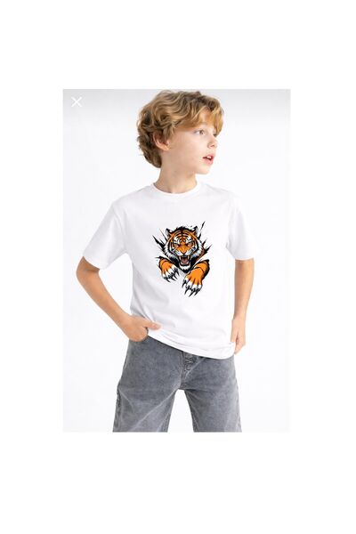 playwear Παιδικό unisex μπλουζάκι Hırçın Kaplan με στάμπα, 100% βαμβάκι, με κ...