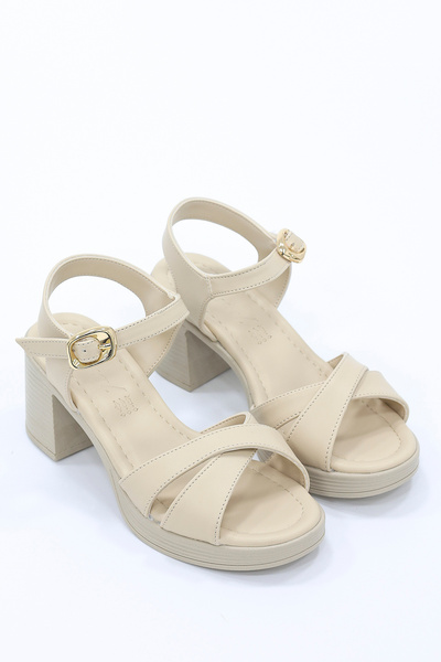 kajal ayakkabı Nvl 791 Cross-Strapped Sandals with Belt Detail
