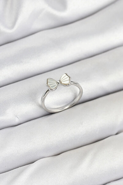 Marsilyan Nvdn- İetaks ™   Brass Silver Color Bow Model Women's Ring Iegrs-Nvdn1