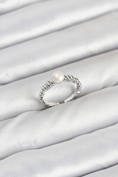 Marsilyan Nvdn- İetaks ™   Brass Silver Color Belly Pearl Model Women's Ring ...
