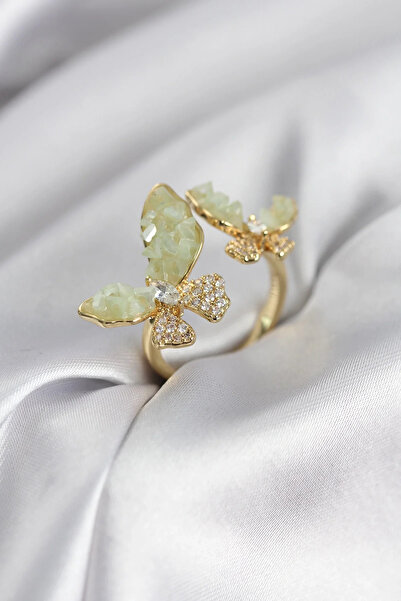 Marsilyan Nvdn- İetaks ™   Gold Color Water Green Butterfly Model Zircon Ston...