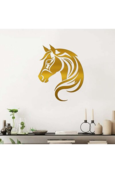 KHUBARA' AL-ALWAN منحوتة أكريليك - حصان - AC-212026002 - ذهبي - 75x60