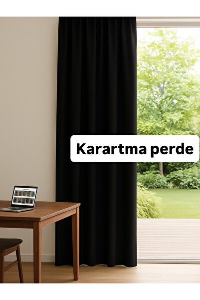 exelance home BLACKOUT KARARTMA PERDE SİYAH RENK 1.KALİTE pilesiz düz dikim k...