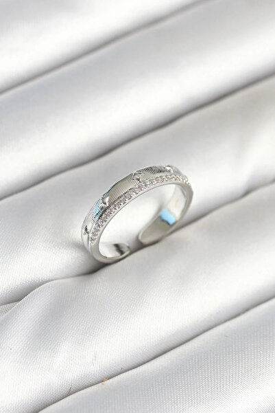 Marsilyan Nvdn- İetaks ™   Silver Color Stripe Zircon Stone Women's Ring Iegr...
