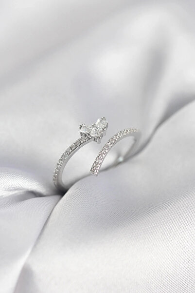 Marsilyan Nvdn- İetaks ™   Silver Color Zircon Stone Heart Model Women's Ring...