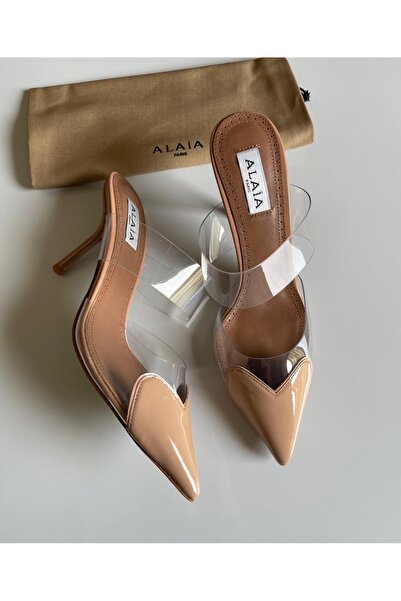 ALİA Alaia Elegant beige transparent strapless Heel sandal