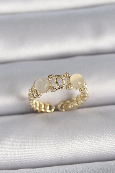 Marsilyan Nvdn- İetaks ™   Brass Gold Color Adjustable Zircon Stone White Ena...