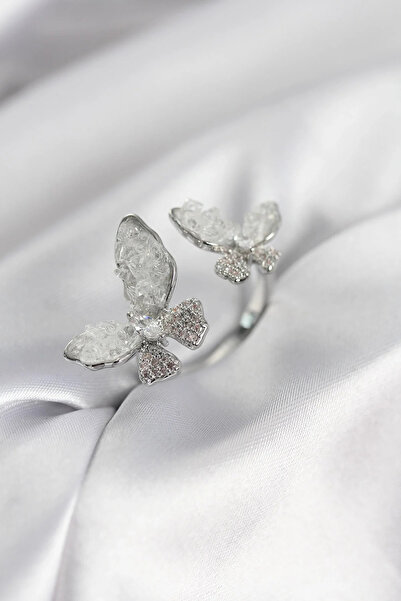 Marsilyan Nvdn- İetaks ™   Silver Color White Butterfly Model Zircon Stone Wo...