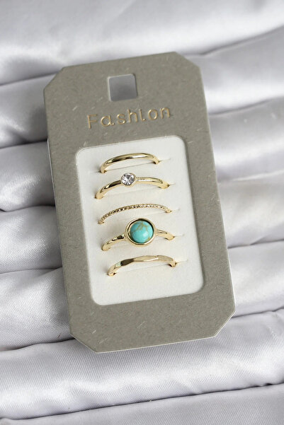 Marsilyan Nvdn- İetaks ™   Brass Gold Color 5-Piece Ring Set Iegrs-Nvdn1