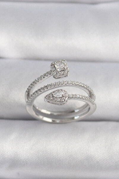 Marsilyan Nvdn- İetaks ™   Brass Silver Color Zircon Stone Arrow Model Vip Se...