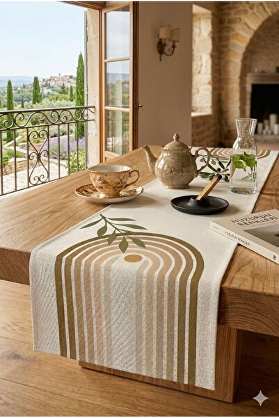 fdm desıgn Bohem Modern Masa Runner 140x40 cm Çift Taraf Baskılı Dekoratif Ma...