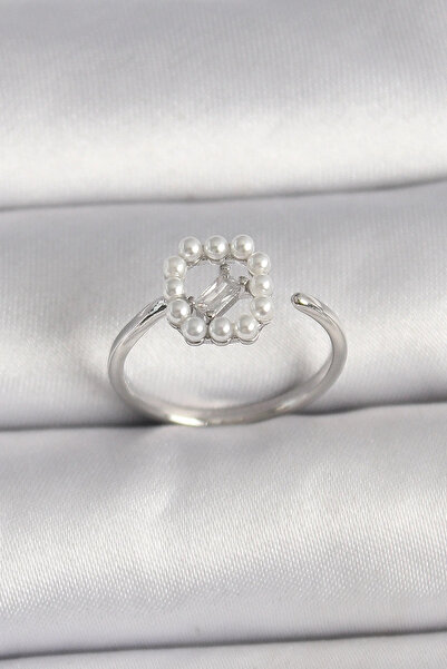 Marsilyan Nvdn- İetaks ™   Brass Silver Color Zircon Stone Detailed Pearl Adj...
