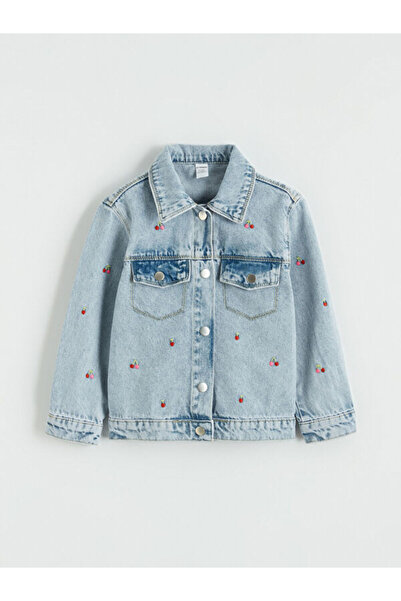 LC Waikiki Rmz Gi̇yi̇m Farkiyla Embroidered Girls' Jean Jacket