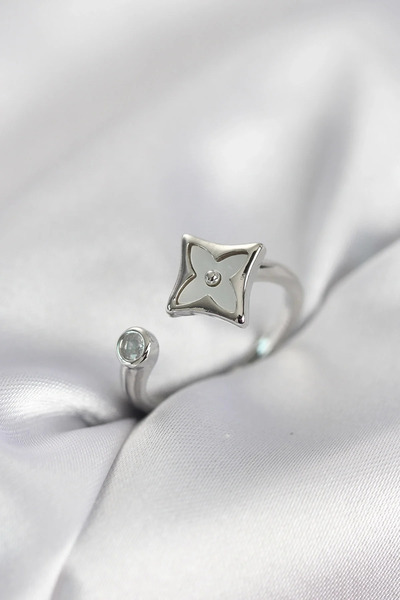 Marsilyan Nvdn- İetaks ™   Silver Color Cornered Clover Model Zircon Stone Wo...